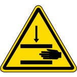 Hand crush warning label 90x90x90mm